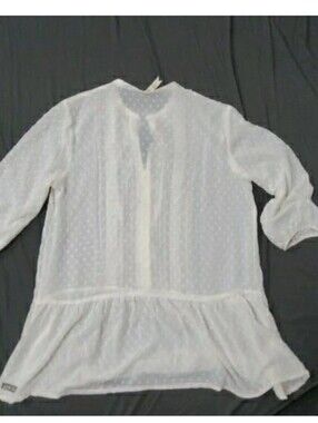 Matilda Jane Loose Fitting Lightweight White Swiss Dot Peplum Tunic